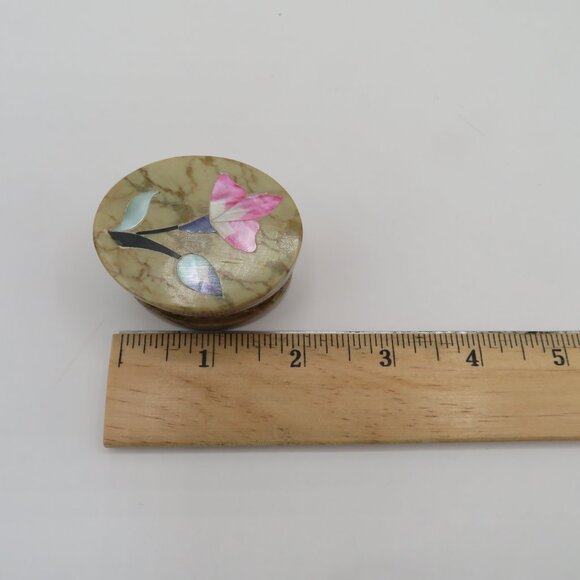 Soapstone Mother Of Pearl Trinket Box - Picture 11 of 11